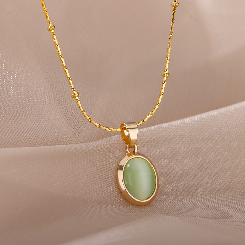 Birth Flower Necklace - Thời Trang Đá Opal Hình Bầu