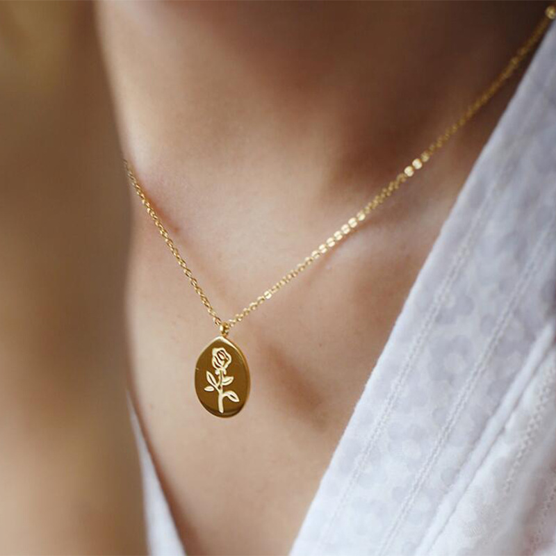 Birth Flower Necklace - Dây Thép Không Gỉ Nữ Hoa