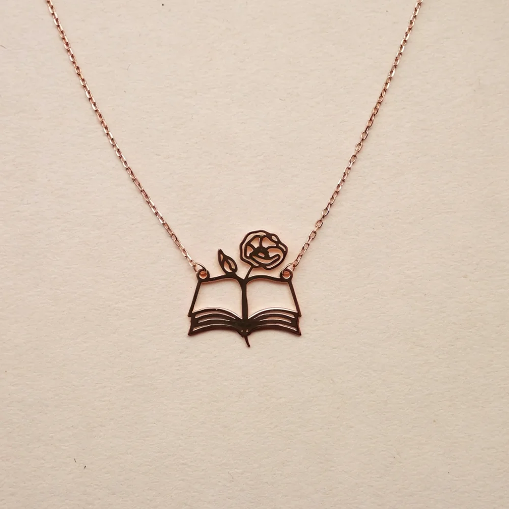 Custom Birth‑Flower Open Book  - đánh giá và giá Birth Flower Necklace
