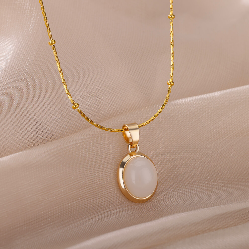 Thời Trang Đá Opal Hình Bầu Dụ - đánh giá và giá Birth Flower Necklace