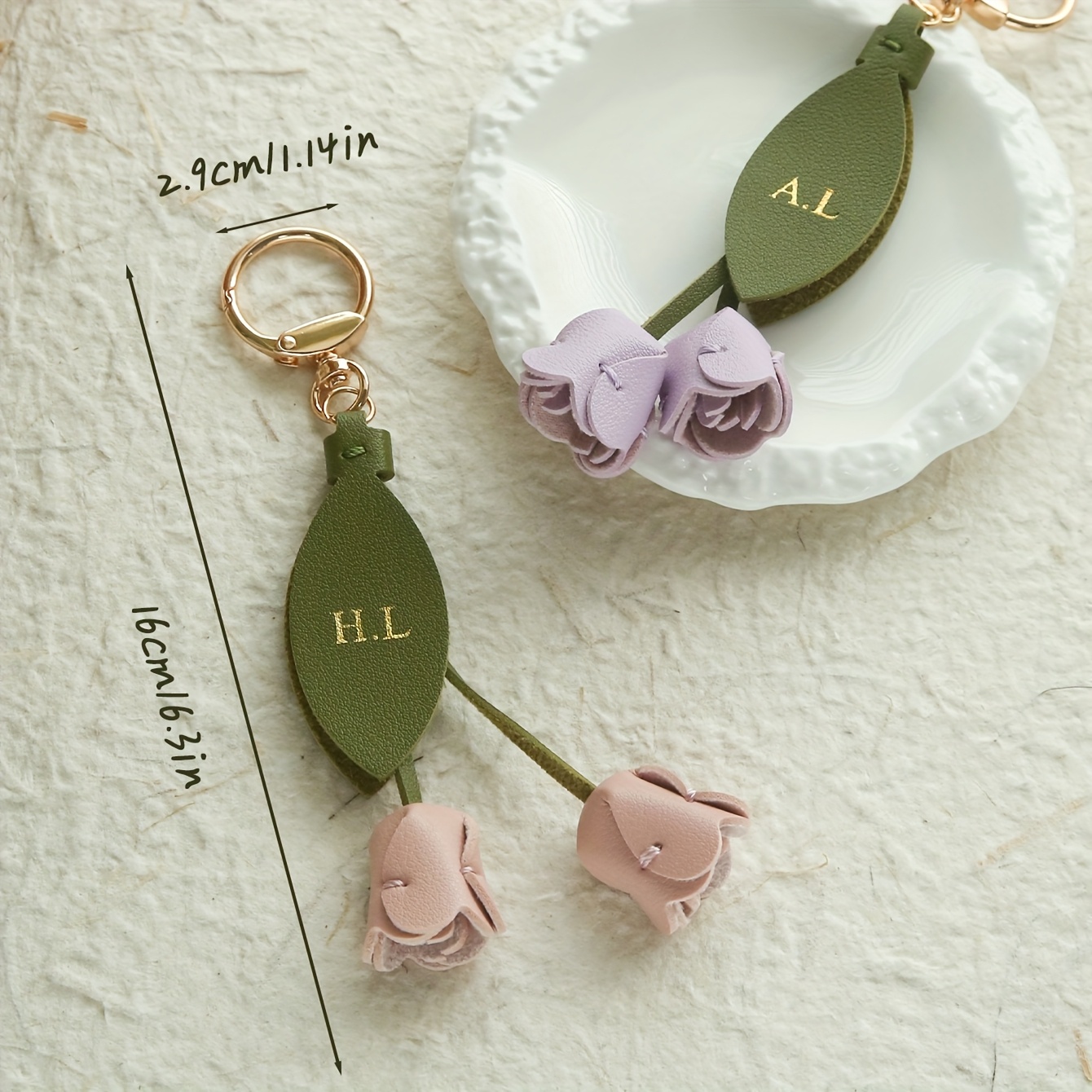 Customized Initals Leather Tul - đánh giá và giá Monogram Keychain Leather