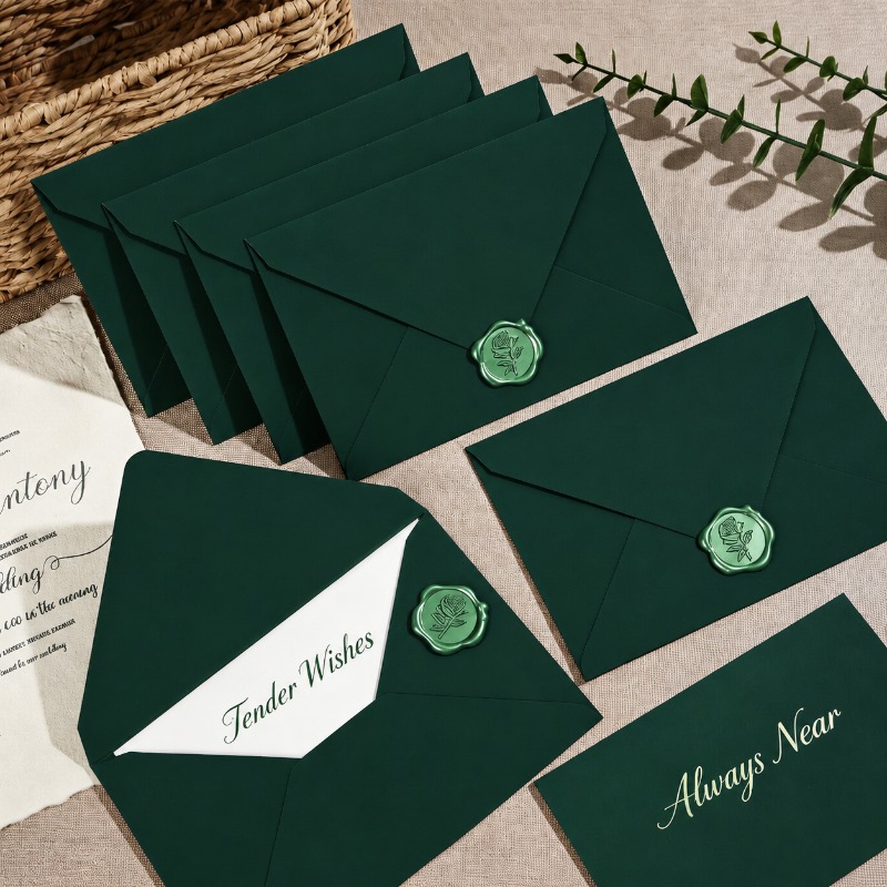 Thick‑textured Green Envelope  - đánh giá và giá Wax Seal Letter Kit