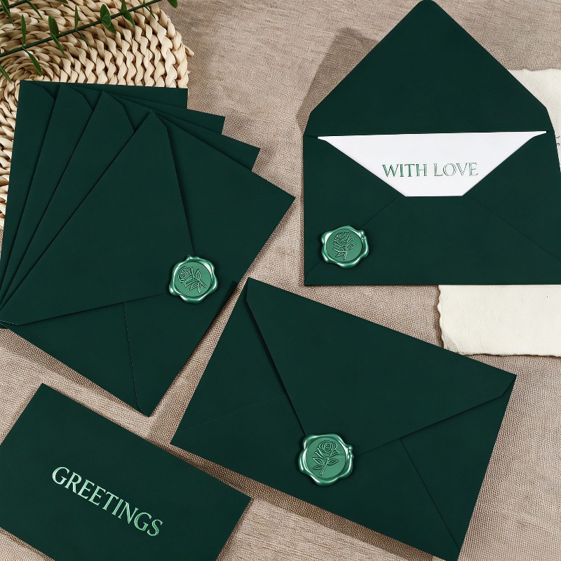Thick‑textured Green Envelope  - đánh giá và giá Wax Seal Letter Kit
